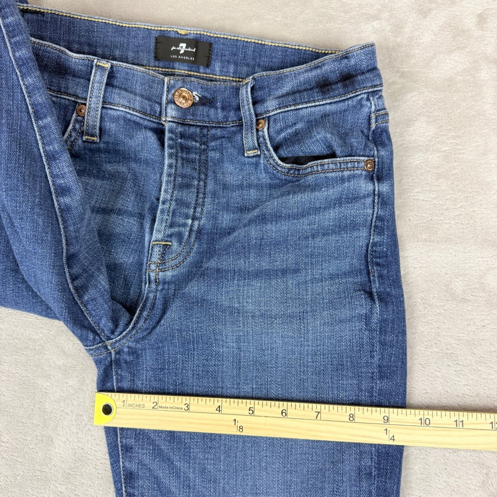 7 For All Mankind Josefina Jeans Women 27 Blue Skinny Boyfriend Button Fly Crop - Picture 13 of 14